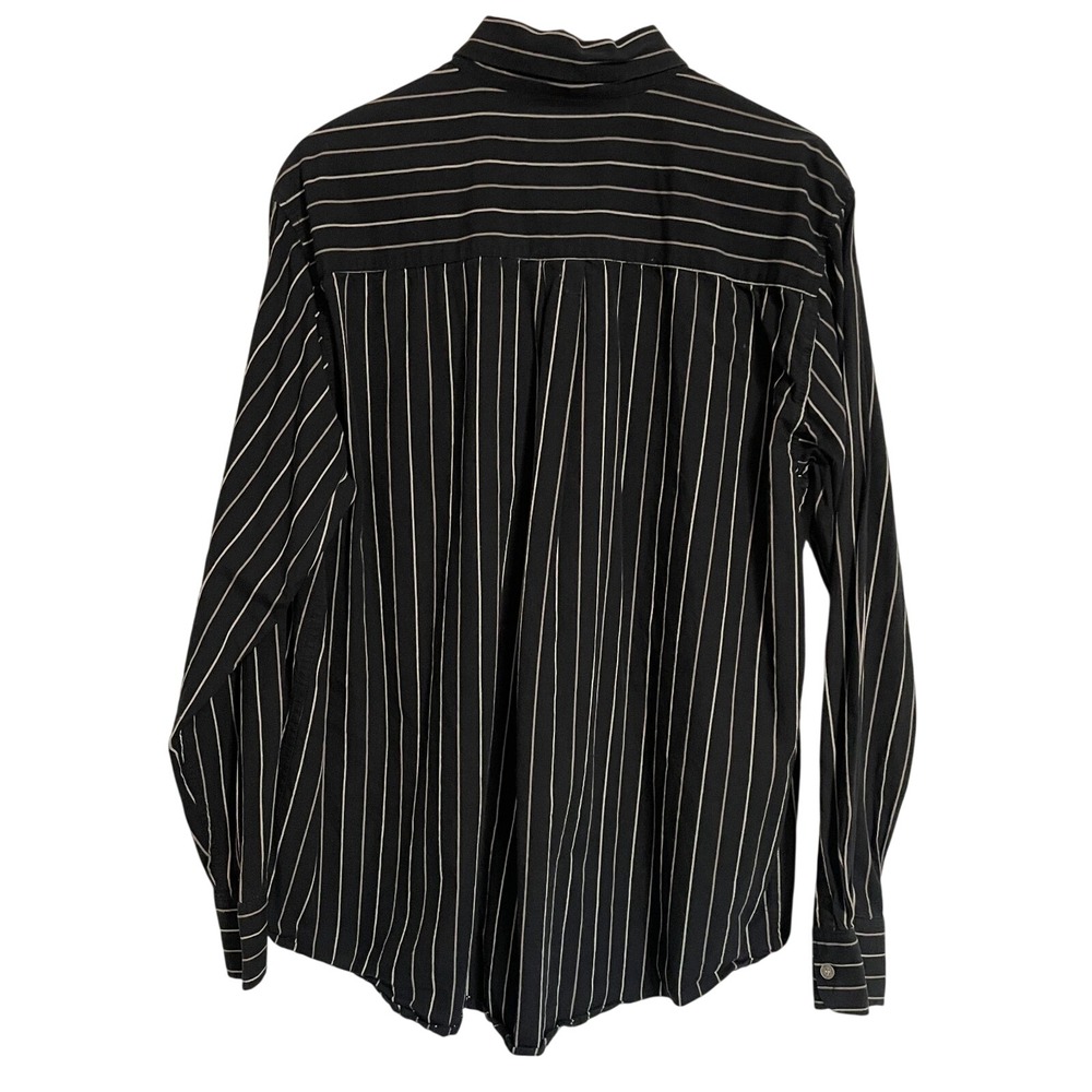 Avirex Button Down Shirt Mens XL Black Pinstripe Long Sleeve Cotton Streetwear - Picture 5 of 9